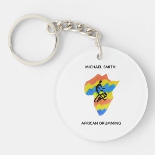 Karte Afrikas Form und afrikanische Drumming Schlüsselanhänger