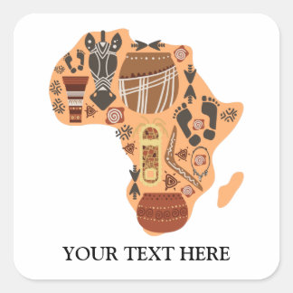 Karte Afrikas mit afrikanischem Kulturerbe Quadratischer Aufkleber