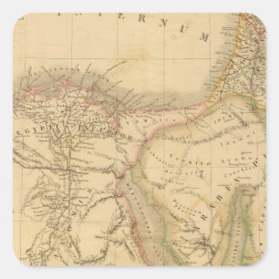 Karte Ägypten, Palästina und Arabien Quadratischer Aufkleber