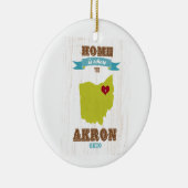 Karte Akrons, Ohio - Zuhause ist, wo das Herz ist Keramikornament (Rechts)