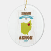 Karte Akrons, Ohio - Zuhause ist, wo das Herz ist Keramikornament (Links)
