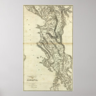 Karte Albaniens Poster