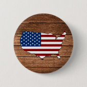 Karte Amerika Flagge Amerikas Holzkunst Button (Vorderseite)