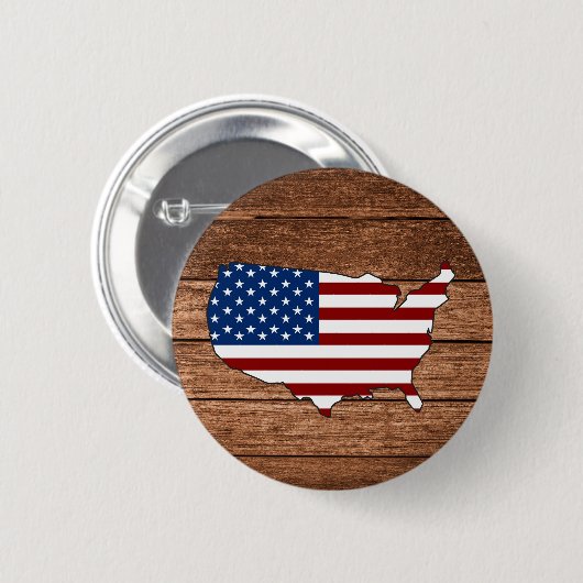 Karte Amerika Flagge Amerikas Holzkunst Button (Vorne & Hinten)