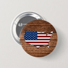 Karte Amerika Flagge Amerikas Holzkunst Button