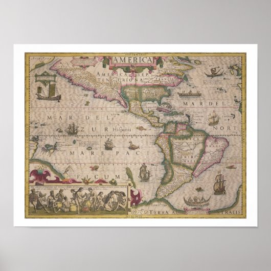 Karte Amerika, vom Mercator 'Atlas', Pub. by Poster (Vorne)