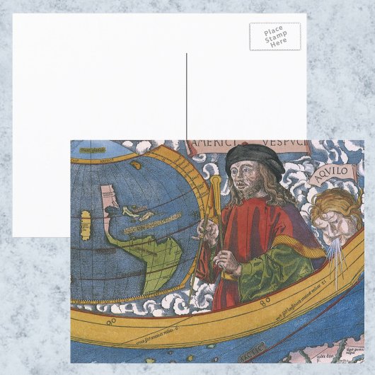 Karte Amerikas mit Explorer Amerigo Vespucci