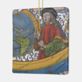 Karte Amerikas mit Explorer Amerigo Vespucci Keramikornament (Links)