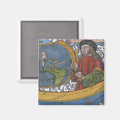 Karte Amerikas mit Explorer Amerigo Vespucci Magnet (Vorderseite/Rückseite)