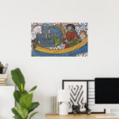 Karte Amerikas mit Explorer Amerigo Vespucci Poster (Heimbüro)