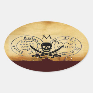KARTE "ANTIQUE TALISMAN/PIRATES" OVALER AUFKLEBER