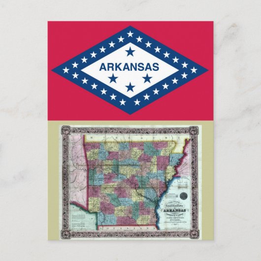 Karte Arkansas und Staatsflagge (Vorderseite)