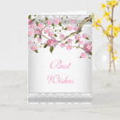 Karte Asiatisch Rosa Blumenbester Wunsch oder Gebu (Gelbe Blume)