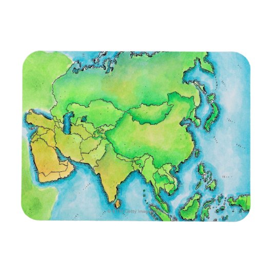 Karte Asiens Magnet (Horizontal)