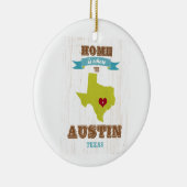 Karte Austins, Texas - Zuhause ist, wo das Herz Keramik Ornament (Rechts)