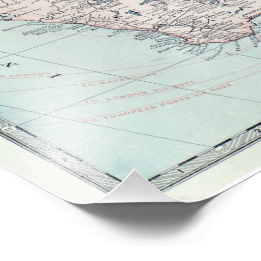 Karte Australiens mit Städten und Straßen 1932 - Fotodruck (Ecke)