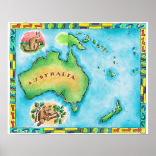 Karte Australiens Poster