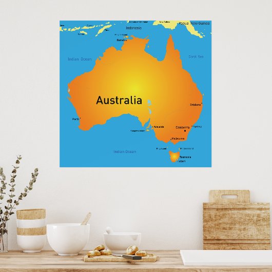 Karte Australiens Poster (Küche)