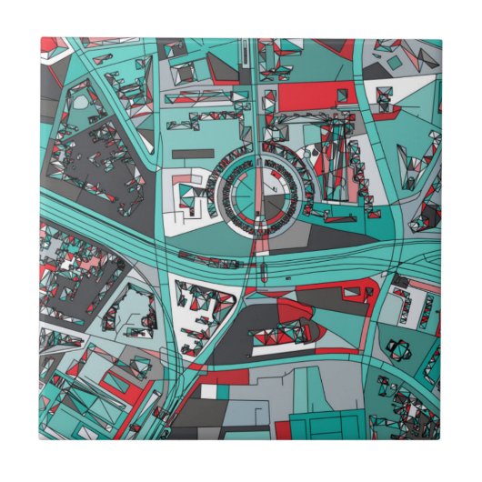 Karte Berlins, Deutschland Fliese (Vorderseite)