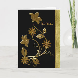 Karte Beste Wünsche Geburtstag Schwarz Gold Floral