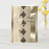 Karte Birthday Light Floral Gold Kunst, Dichtung u (Gelbe Blume)