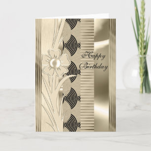 Karte Birthday Light Floral Gold Kunst, Dichtung u