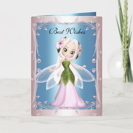 Karte Blau Rosa Fee (Vorderseite)