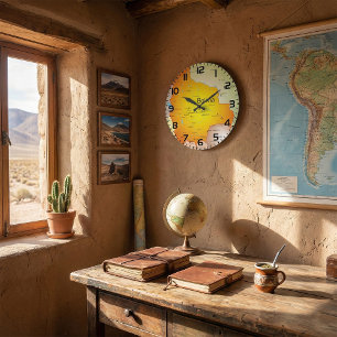 Karte Boliviens mit Städten und Grenzen Große Wanduhr