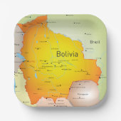 Karte Boliviens mit Städten und Grenzen Pappteller (Vorderseite)