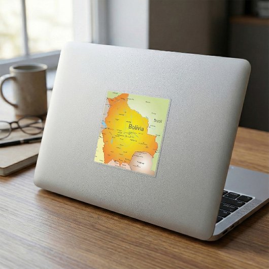 Karte Boliviens mit Städten und Grenzen Quadratischer Aufkleber