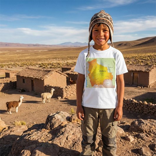 Karte Boliviens mit Städten und Grenzen T-Shirt