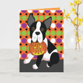Karte Bostons Terrier Halloween (Gelbe Blume)