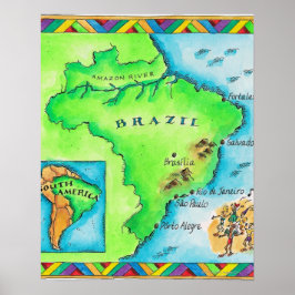Karte Brasiliens Poster