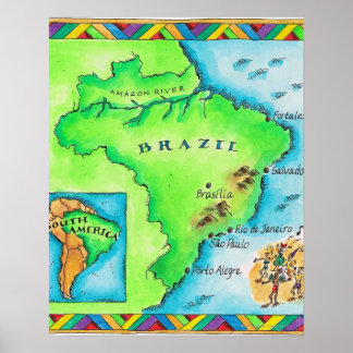 Karte Brasiliens Poster
