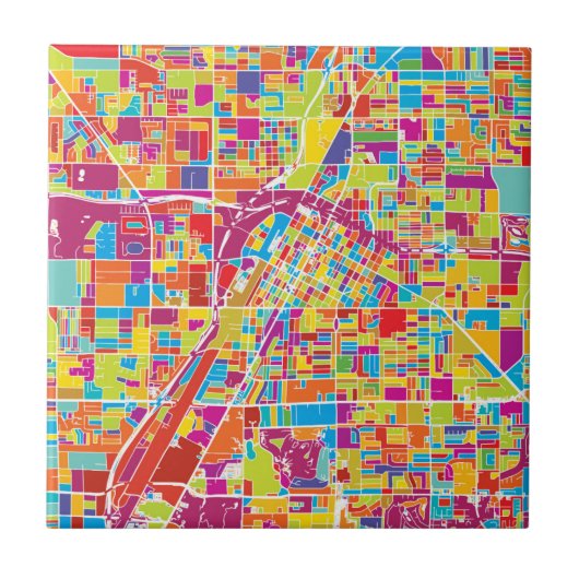 Karte bunten Las Vegass, Nevada Fliese (Vorderseite)