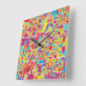 Karte bunten Las Vegass, Nevada Quadratische Wanduhr (Winkel)
