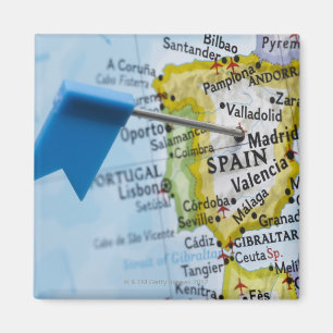 Karte Button in Madrid, Spanien auf Karte, nah Magnet