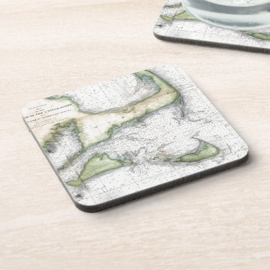 Karte Cape Cod, Nantucket, Martha's Vineyard Getränkeuntersetzer (Linke Seite)