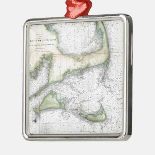 Karte Cape Cod, Nantucket, Martha's Vineyard Silbernes Ornament (Links)