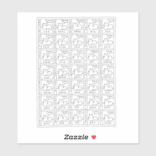 Karte Cartoon Katzen verschiedene Miausprachen  Aufkleber (Blatt)