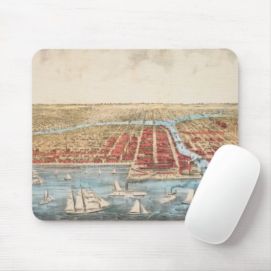 KARTE: CHICAGO, c1857 Mousepad (Mit Mouse)