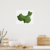 Karte China Mainland aus Gras Poster (Küche)