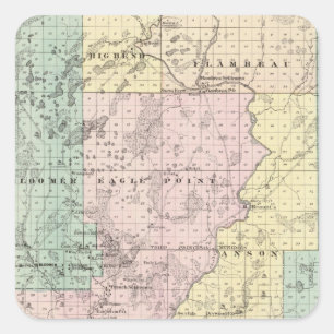 Karte Chippewa County südlichen Teils Quadratischer Aufkleber
