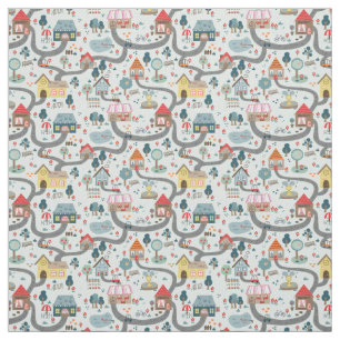 Karte Cotton Fabric Kids Play Stoff