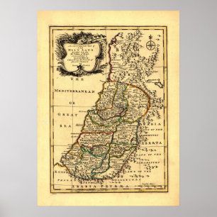 Karte der 12 Stämme von altem Israel, (1752) Poster