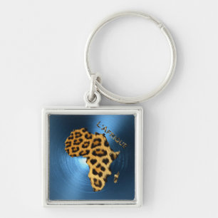 Karte der AFRICA Steel-Blue Leopard Fur Serie Schlüsselanhänger