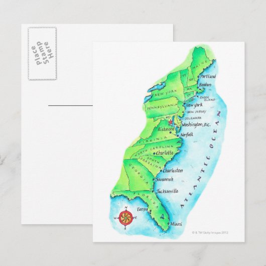 Karte der amerikanischen Ostküste (Vorne/Hinten)