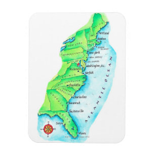 Karte der amerikanischen Ostküste Magnet