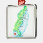Karte der amerikanischen Ostküste Silbernes Ornament (Links)