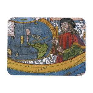 Karte der Amerikas mit dem Entdecker Amerigo Vespu Magnet